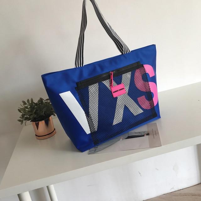 Letter Tote Women Shoulder Bags Trendy Waterproof Tote Beach Bag Large Capacity Female Travel Shopping Bags