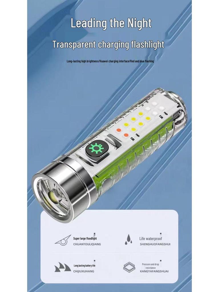 Portable Mini High-Power LED Flashlight with Type-C Charging and Long-Range Zoom for Outdoor Emergencies