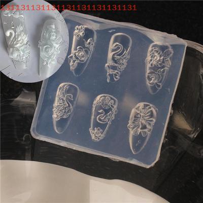 1Pcs 3D Silicone Mold DIY Nail Art Decor, Cartoon Rabbit Lace Bow Strawberry, Transparent Mold Manicure Tool