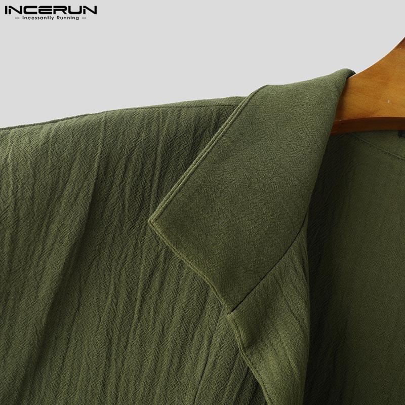 INCERUN Letní pánské kabáty s dlouhým rukávem a otevřeným výstřihem, volné, s dlouhým rukávem a otevřenou přední částí