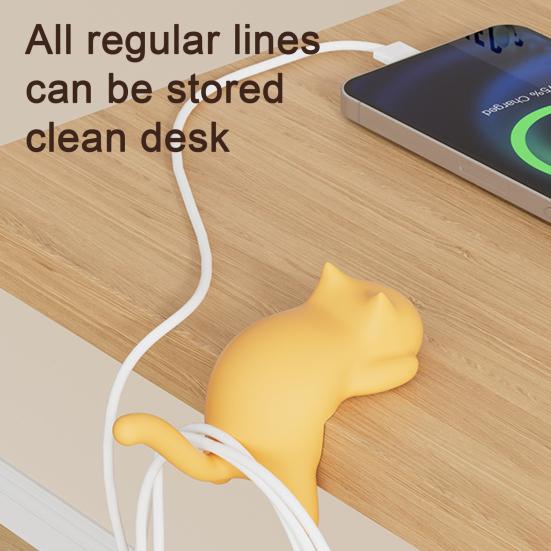 4Pcs Desk Edge Cat Cat Shape Hangers No-Drill Adhesive Table Edge Hooks Cute Backpack Hook Holds