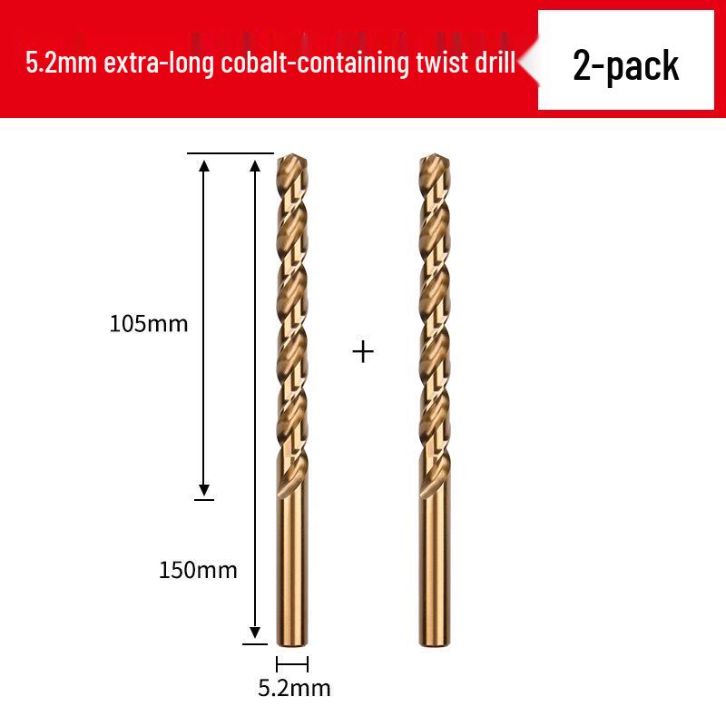 Cobalt Extra-Long High-Strength Alloy Twist Drill Bit for Stainless Steel and Woodworking
