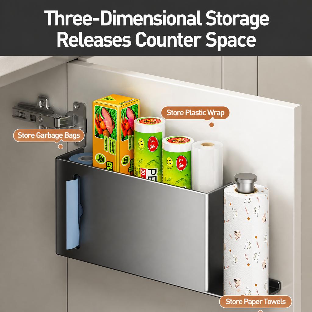 Kitchen Storage Rack Organizer Wall-Mounted Modern Minimalist Carbon Steel Under-Cabinet Rectangular