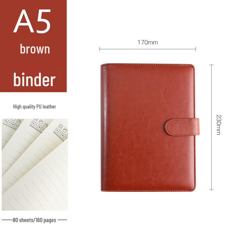 A5B5 Faux Leather Business Notebook with Logo, Buckle Closure, Loose-Leaf Notepad, and Gift Box