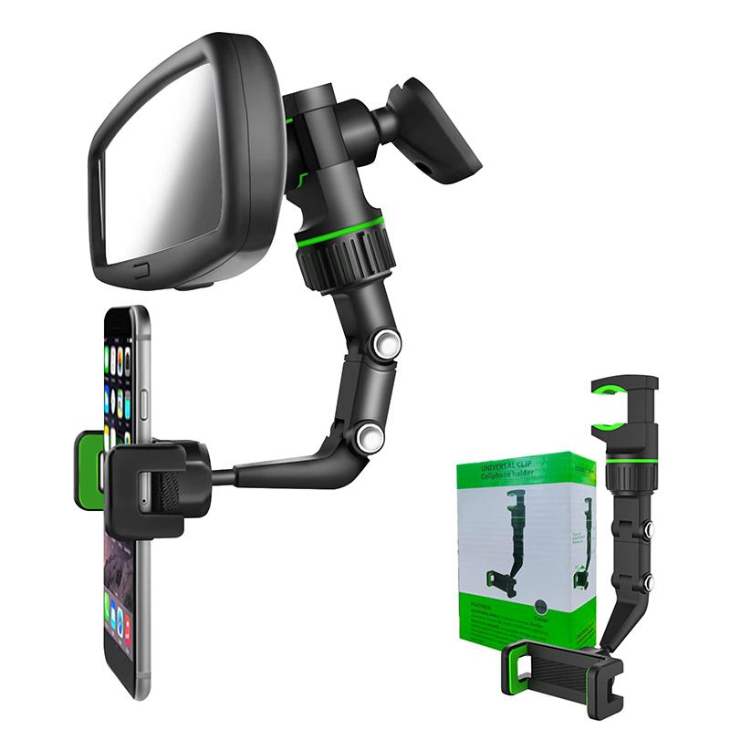

Держатель для телефона на зеркало заднего вида, вращающийся на 360 ° и выдвижной, автомобильный держатель для телефона, регулируемая длина, многофункциональный держатель для телефона