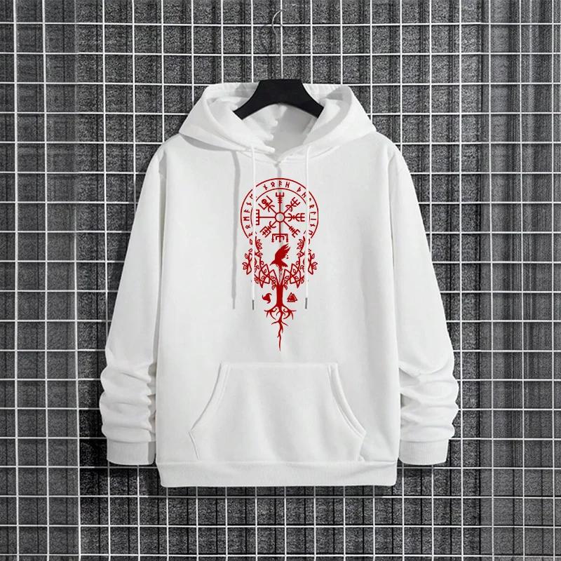 Ancient Raven Rune Pattern Hoodies 2025 Urban Streetwear Fashion Men's Hooded Sweatshirt Male Trendy Casual Autumn Winter Hoody