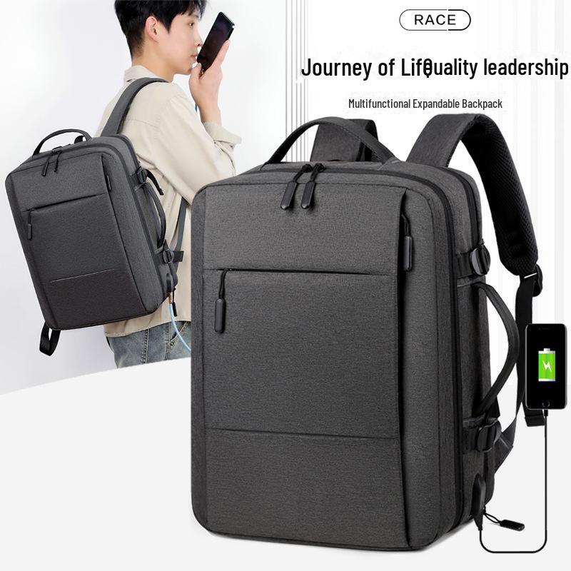 

Expandable Multi-Layer Business Travel Backpack with Large Capacity One Size чёрный