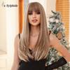 Women's Cross-Border Wigs: Long Straight Hair with Bangs, High-Temp Synthetic, Full Coverage, Available in Black, Red-Brown, Orange, and Pink.