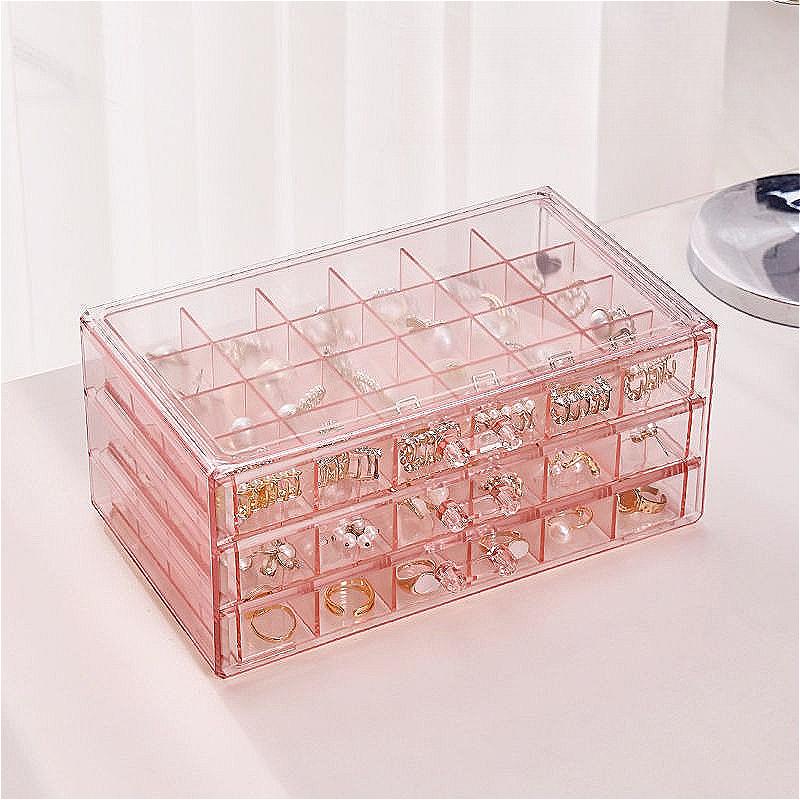 1pc 3-layer 72-grid Large-Capacity Ring Earrings Necklace Jewelry Storage Box