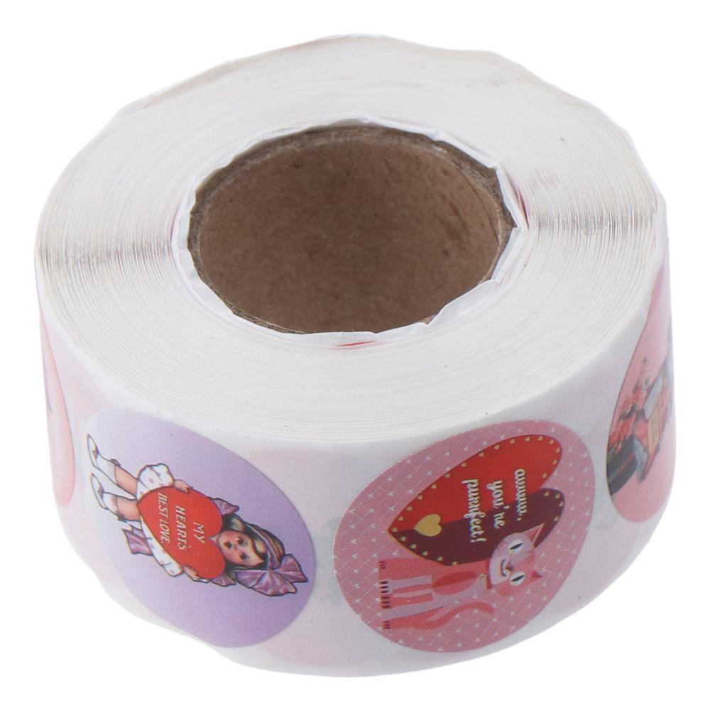 500Pcs Valentine's Day Stickers Roll Heart Shape Label Decor 1 Inch Sealing Labels  Gift Packaging