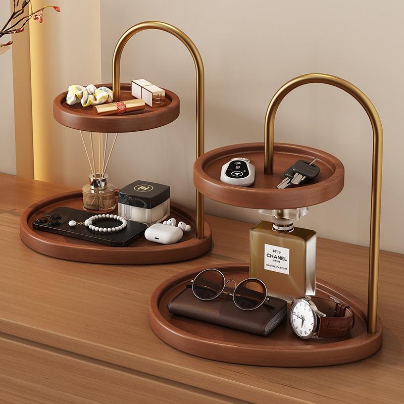 Bandeja de Armazenamento de Joias de Madeira, Suporte de Exibição Decorativo de Mesa para Chaves e Difusor de Aroma, Perfeito para Entrada de Quarto de Casa