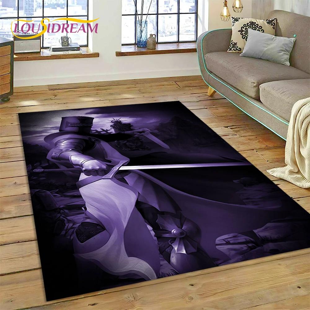 Cartoon 3D Crusaders Templar Black Knight  Carpet Rug for Home Living Room Bedroom Sofa Doormat Decor,Kids Area Rug Non-slip Mat