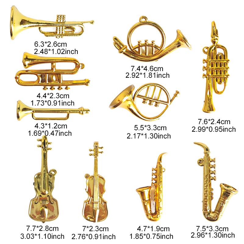 6/12/24pcs Miniature Metal Musical Instrument Ornament DIY Decorative Family Crafts Music Themed Hanging Decorations TMZ