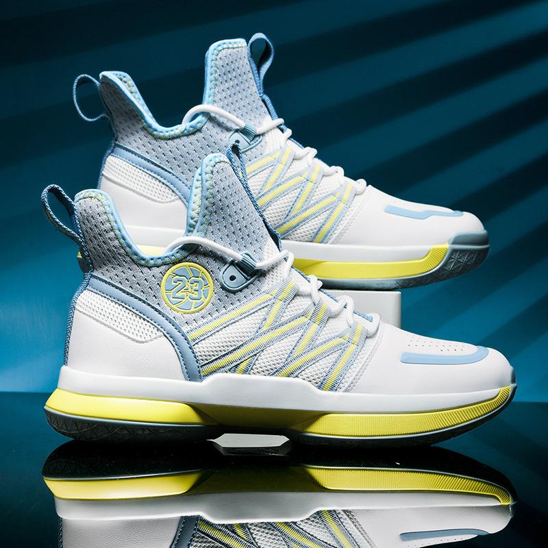 High-top Basketball Shoes, New Korean Version of Casual Sports Shoes, Fly-woven Mesh Running Shoes, Men's Shoes Trend