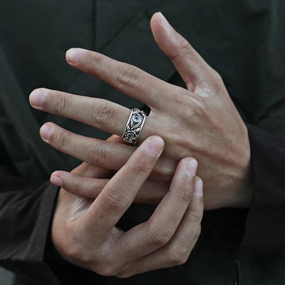 New Fashion Vintage Eye of Horus Ring Women's Men's Open Finger Ring Adjustable Zircon Girls Couple Gift Trend Party Niche Ring