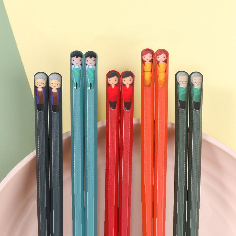 Family Anti-mold Alloy ChopsticksOne Chopstick Per Person One Chopstick Gift Box Colorful Chopsticks