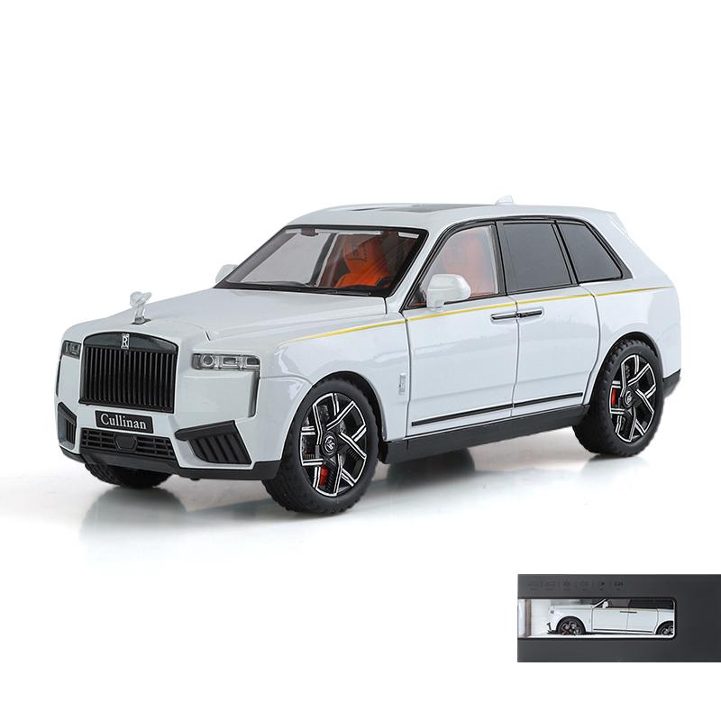 1/24 Rolls Royce Cullinan SUV Alloy Diecast Model Metal Vehicle Ornament Front Wheel Steering Pull Back Toy Trendy Gift for Boys