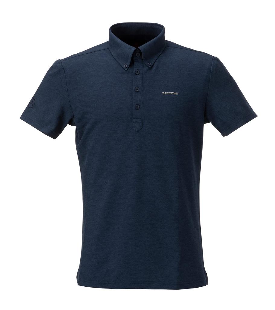 [Mercedes-Benz Collection] Genuine Mercedes-Benz X BRIEFING MS Linen-Touch Short-Sleeve Polo Shirt, Navy, Size S