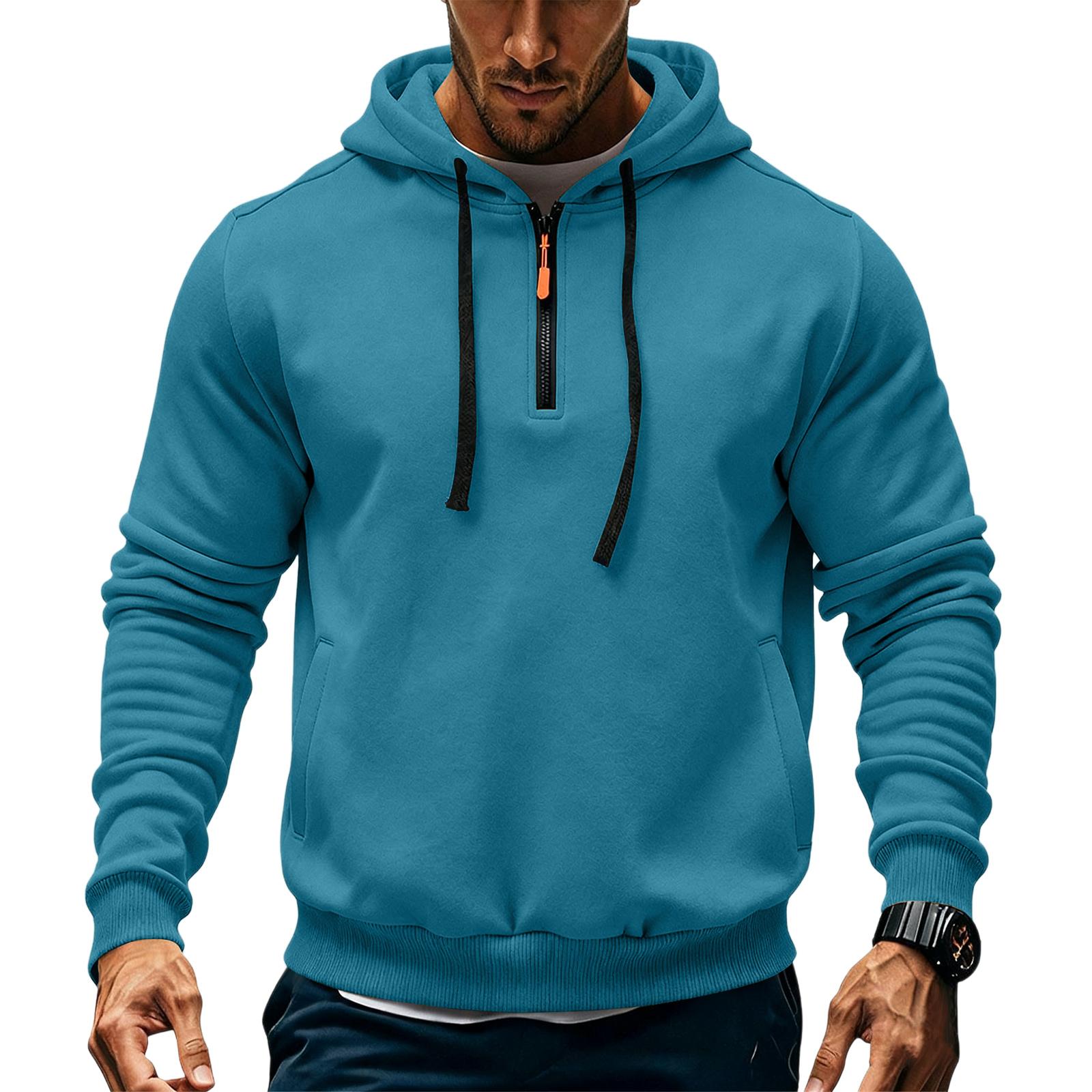 

Men s Fleece Hoodie Casual Long Sleeve 1/4 Zipper Pullover Sweatshirts XL