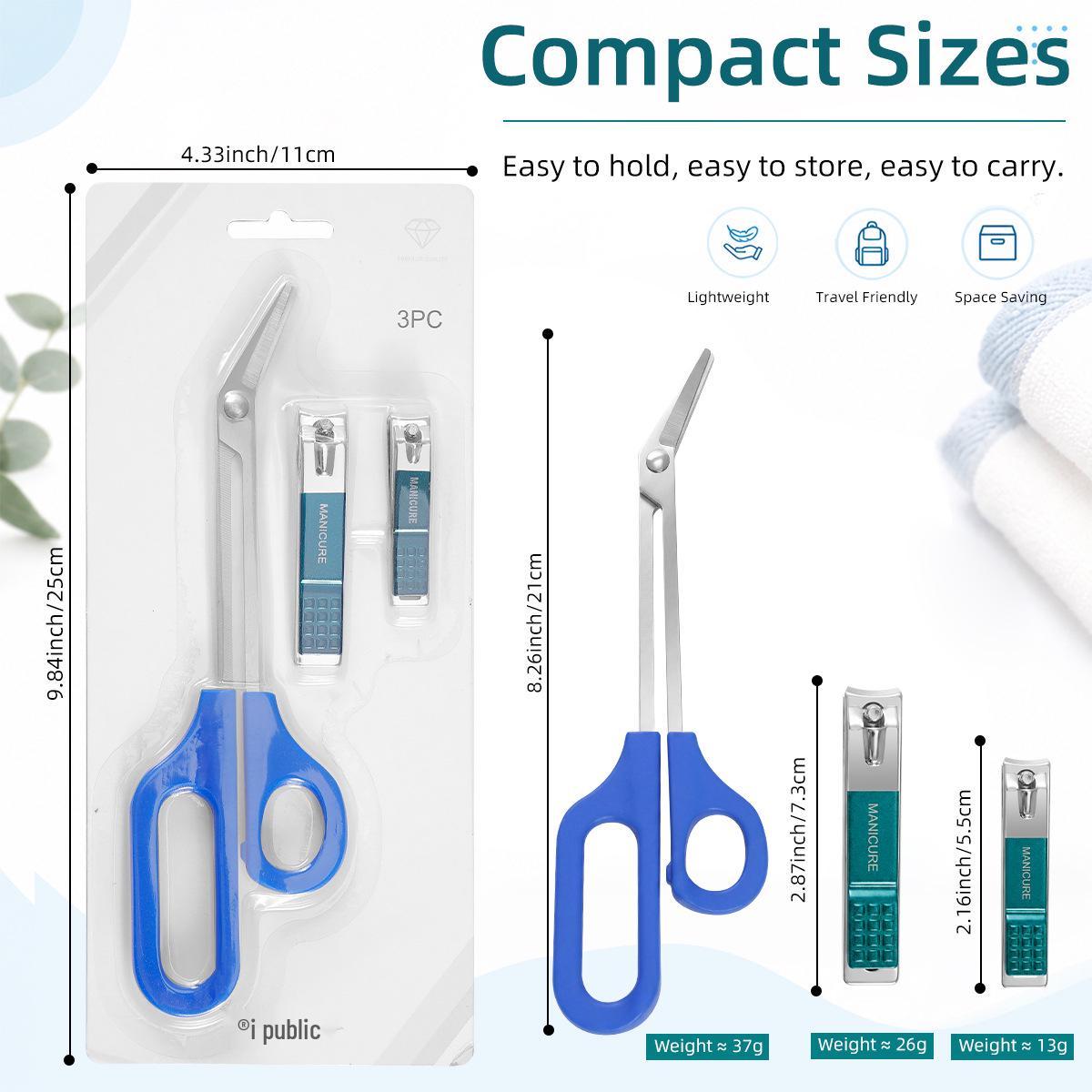 8.3 Stainless Steel Foot Callus Remover & Crane Beak Scissors Set for Big and Small Fingernails Manicure 3-Piece Set (Blister Packaging) Blue