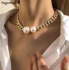 Punk Miami Cuban Choker Necklace Collar Statement Hip Hop Big Chunky Aluminum Gold Color Thick Chain Necklace Women Zircon