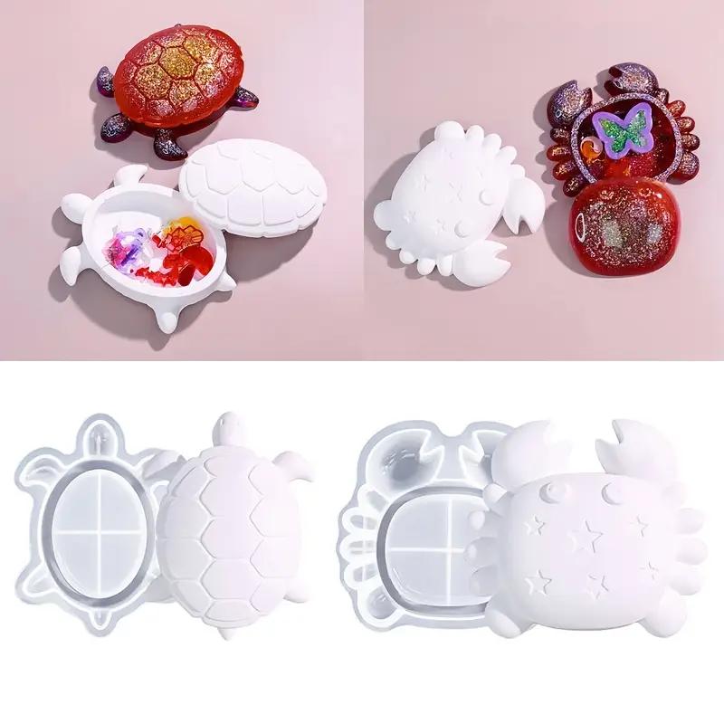 Sea Turtle Crab Shell Box Silicone Mold DIY Resin Beach Decor Storage Box Ocean Theme Coastal Organizer Desk Deco Craft