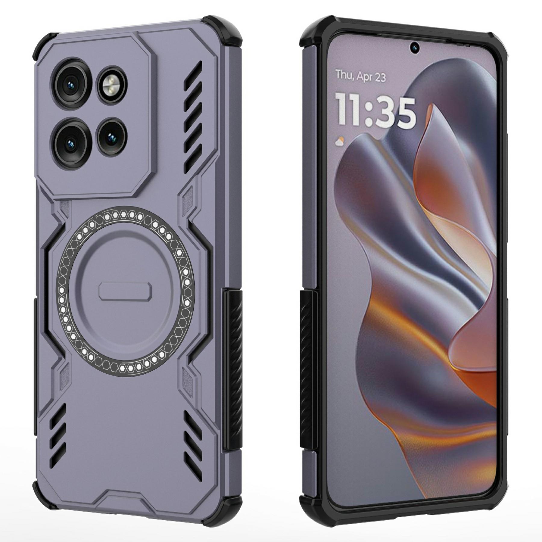 

Magnetic Case For Motorola Edge 50 Neo 5G/Moto S50 5G/Thinkphone 25 5G Butterfly Armor Hollow Heat Dissipation PC+TPU Phone Cover Purple