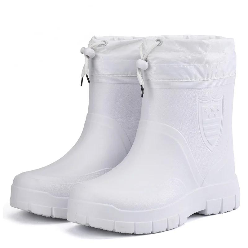 Mens Windproof Outdoor Work Boots Cotton Rain Waterproof Winter Rubber Warm Lightweight Ankle