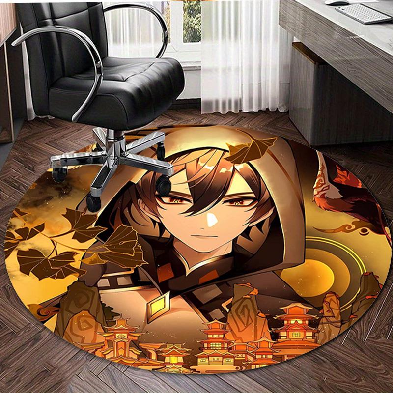 1pc Genshin Impact2 Design Printed Area Round Carpet for Bedroom Living Room Home Decor Rugs Mat Non Slip Mat Rug for Bedside