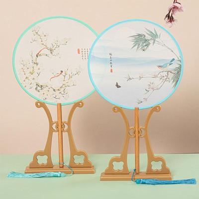 62KD Chinese Round Hand Fan Holder Display Stand Rack Vintage Antique Handheld Folding Fan Bracket Detachable Base