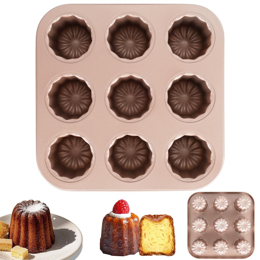 6/9/12 Holes Cake Molud Carbon Steel Cannele Mold Muffin Bakeware Cupcake Pan Non Stick Baking Pans for Baking Kitchen Accessory
