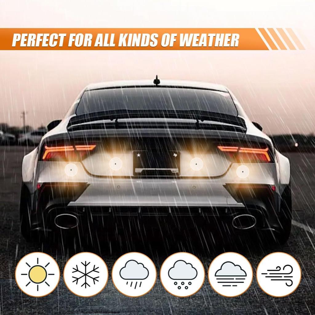 6PCS Car Safety Reflector, Round Reflective Warning Sign With Stainless Steel Screw & Mounting Hole, Universal Automotive Front Reflector For