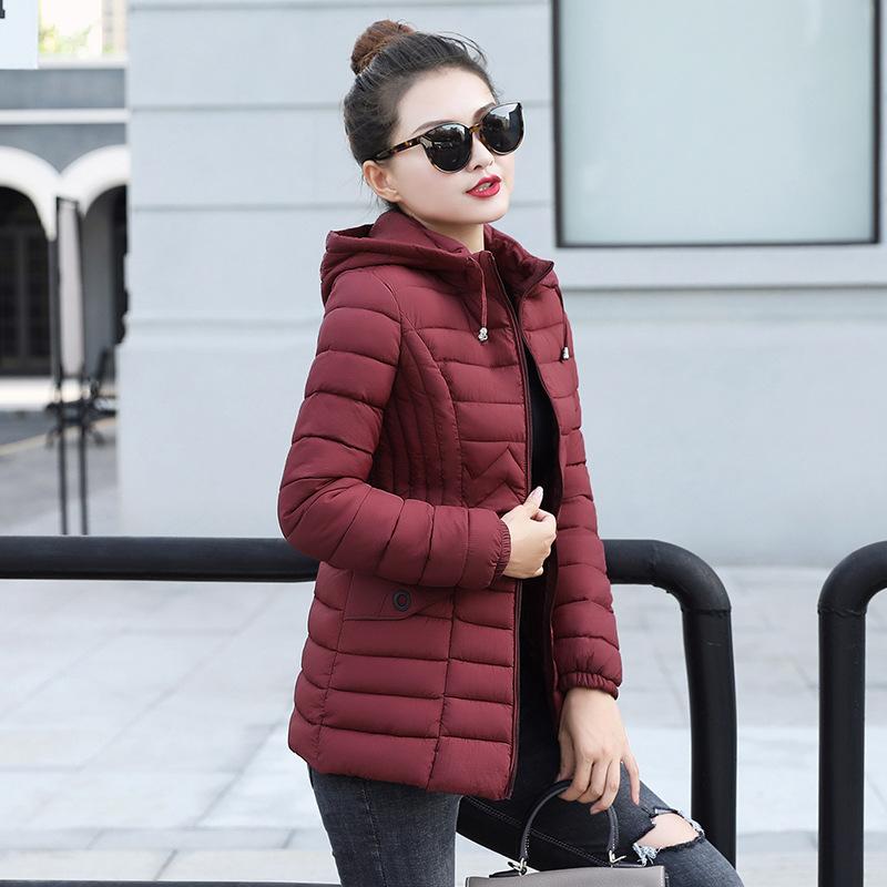 Kurz Lang Winter Neu Koreanische Version Kapuze Verdickt Gepolsterte Jacke Vielseitige Pelzkragen Gepolsterte Jacke