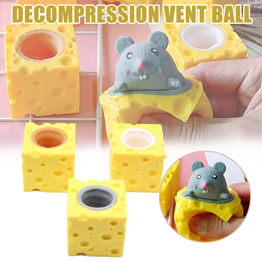 up Funny Mouse and Cheese Block Anti-stress Hide Toys Relief Toy 4.7cm Fidget Adult G7Z2