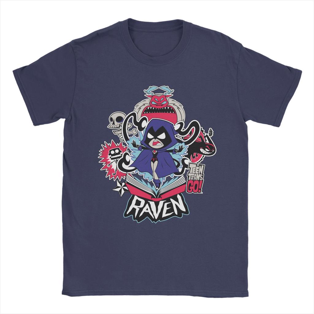 Kawaii Teen Titans Go Raven Demonic Powers Graphic Tshirt Men's O-neck Short Sleeve Tops  Cotton Summer Tops
