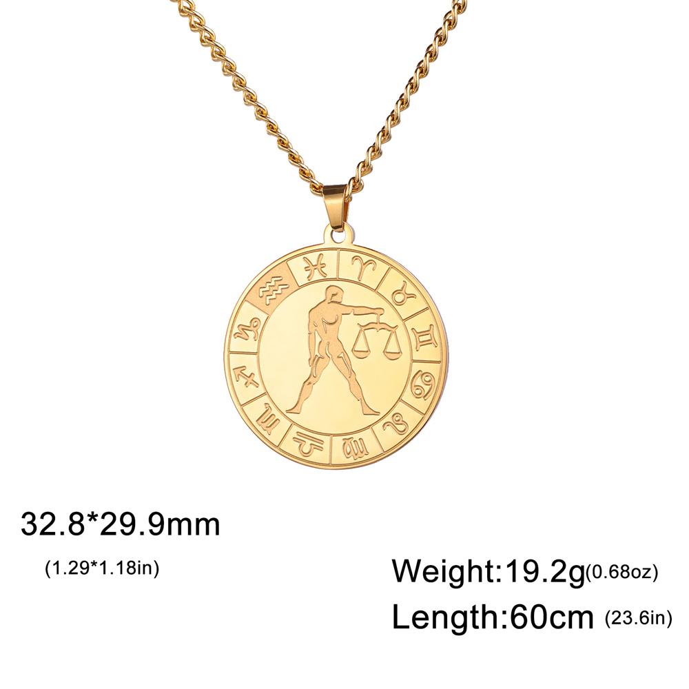 My Shape 12 Constellation Necklace Gothic Zodiac Pendant Chain Women Men Leo Aries Virgo Capricorn Birthday Jewelry Wholesale