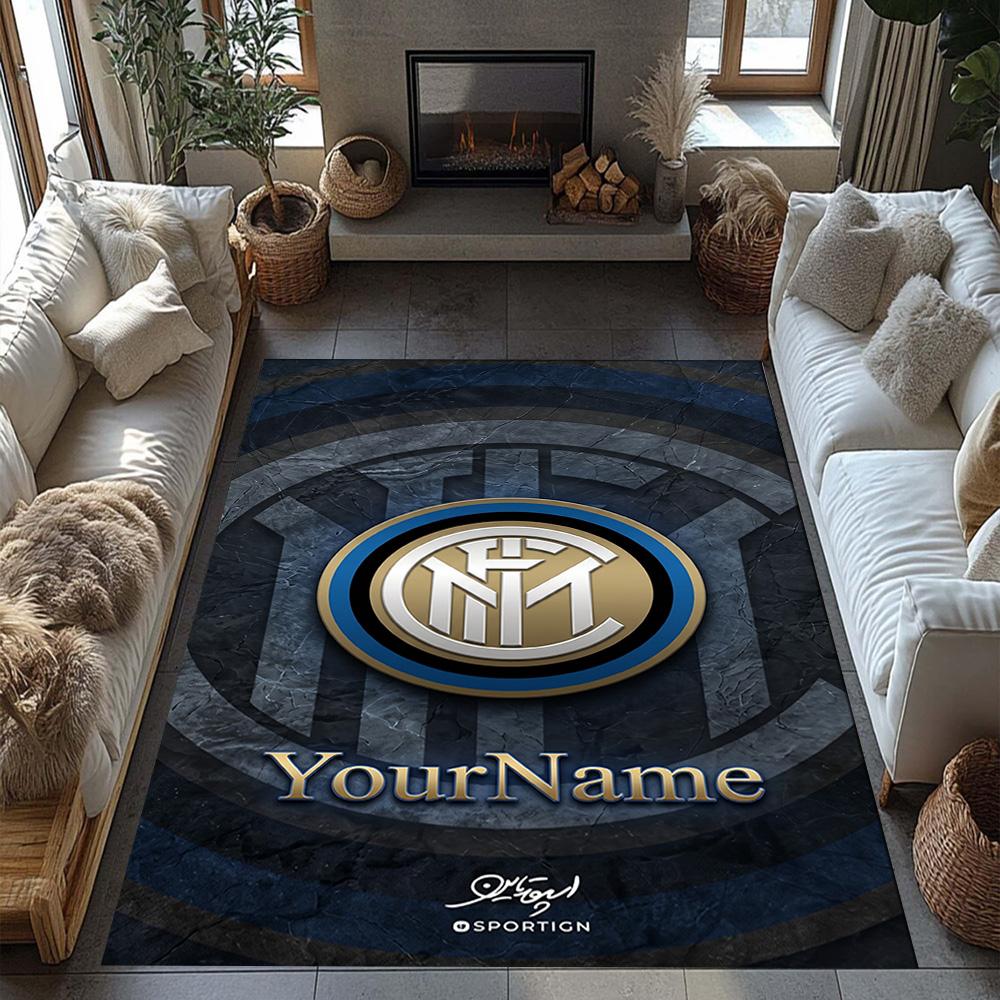 Inter Milan Customizable Name Area Rug Perfect for Study room Game Room Dormitory Balcony Anti-slip Rug Office home decor Best for Christmas