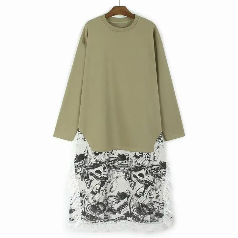 

XITAO кружевное ажурное женское платье в стиле пэчворк GJ1105 One Size хаки