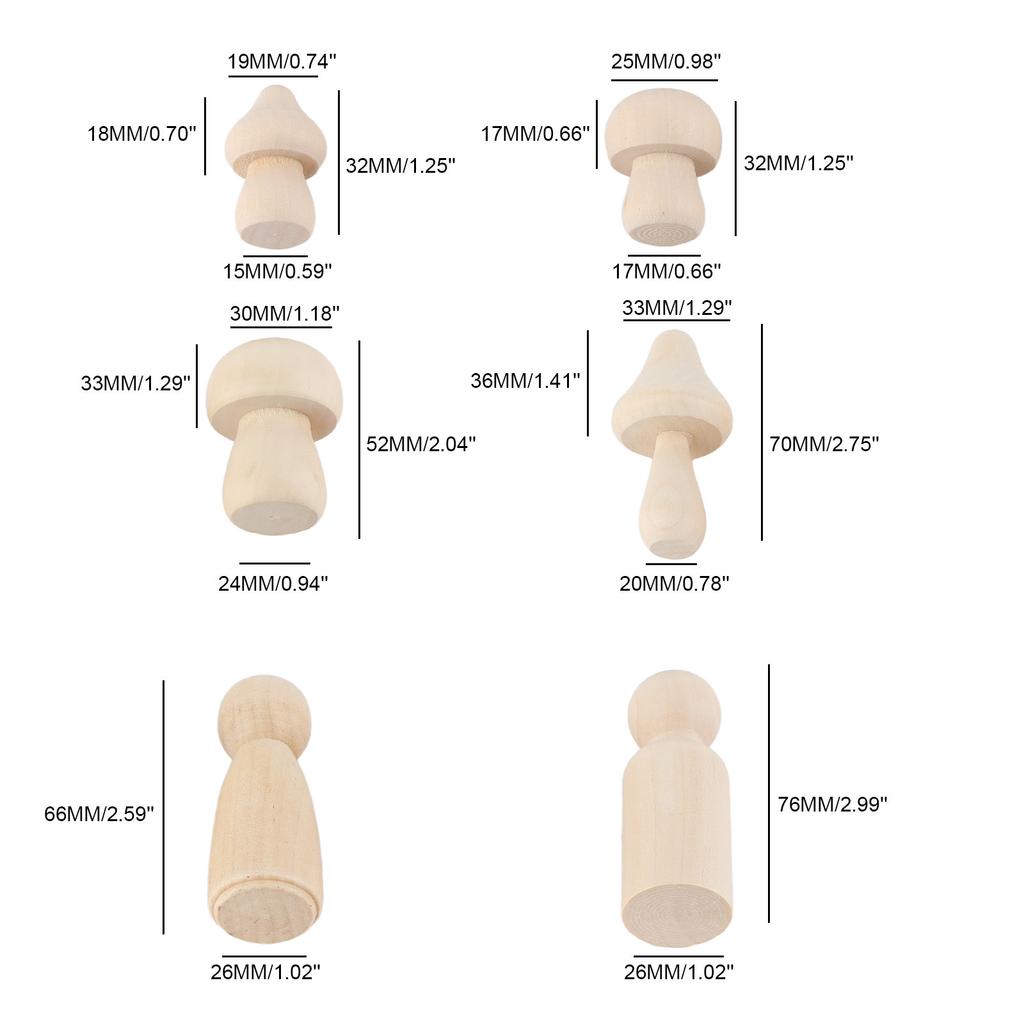 Mini DIY Wood Mushroom Crafts Unpainted Crafts Unfinished Wooden Mushroom