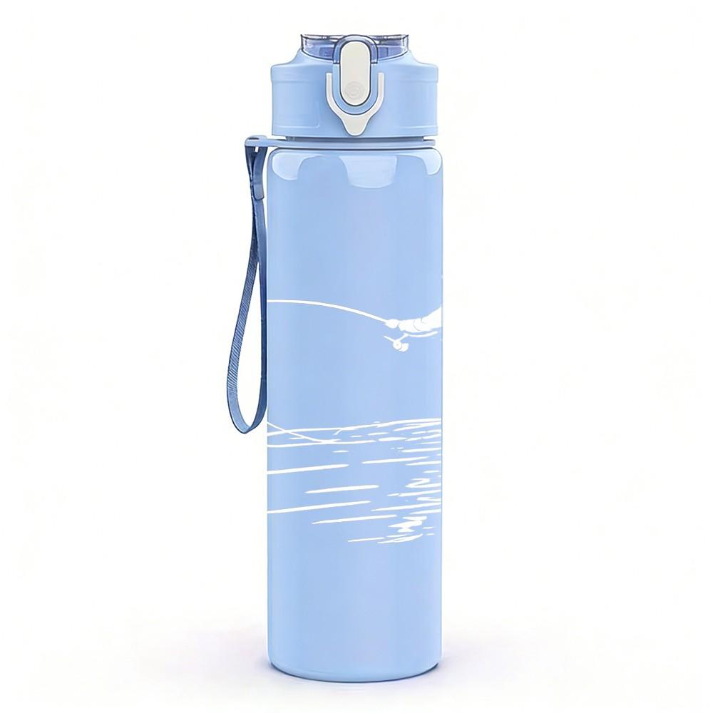 1PC Simple Thin Line Signature Sketch Print 750ml Color Plastic Sports Water Bottle Leakproof Flip Straw Lid Suitable for Sports Office Home Use