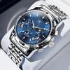 OLEVS Men's Chronograph Watch Blue/White Analog Waterproof Business Style Large Display Quartz