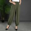 Women's Summer New High Waist Elastic Wide Leg Pants Fashionable Solid Pockets Soft Mosquito Proof Loose Versatile Lantern Pants
