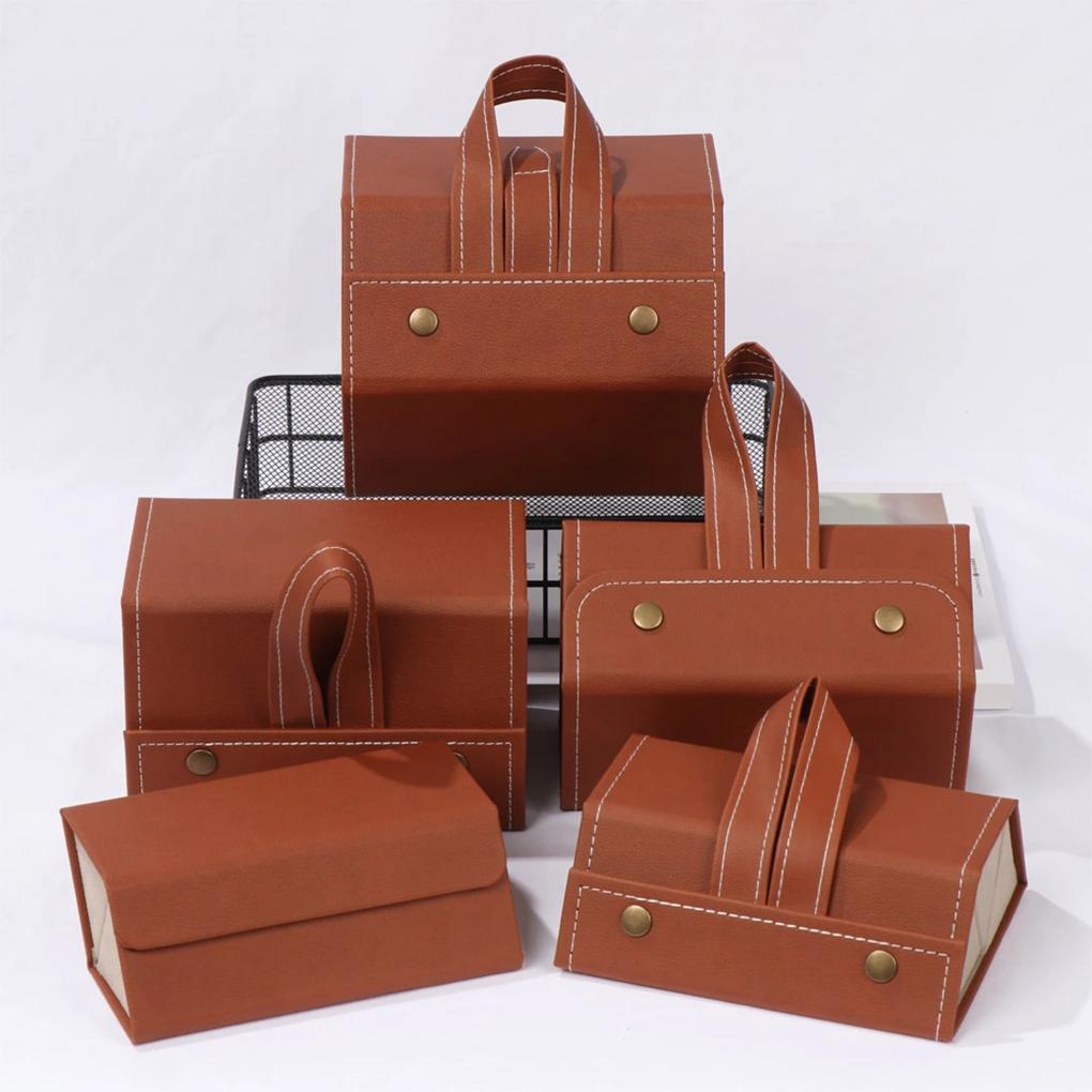 Eyeglasses Organizer Leather Holder Portable Travel Glasses Storage Box Case
