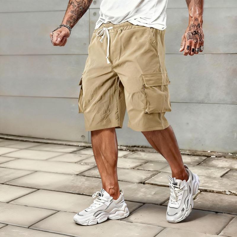 New Daily Casual Outdoor Solid Color Workwear Three-quarter Length Pants for Men