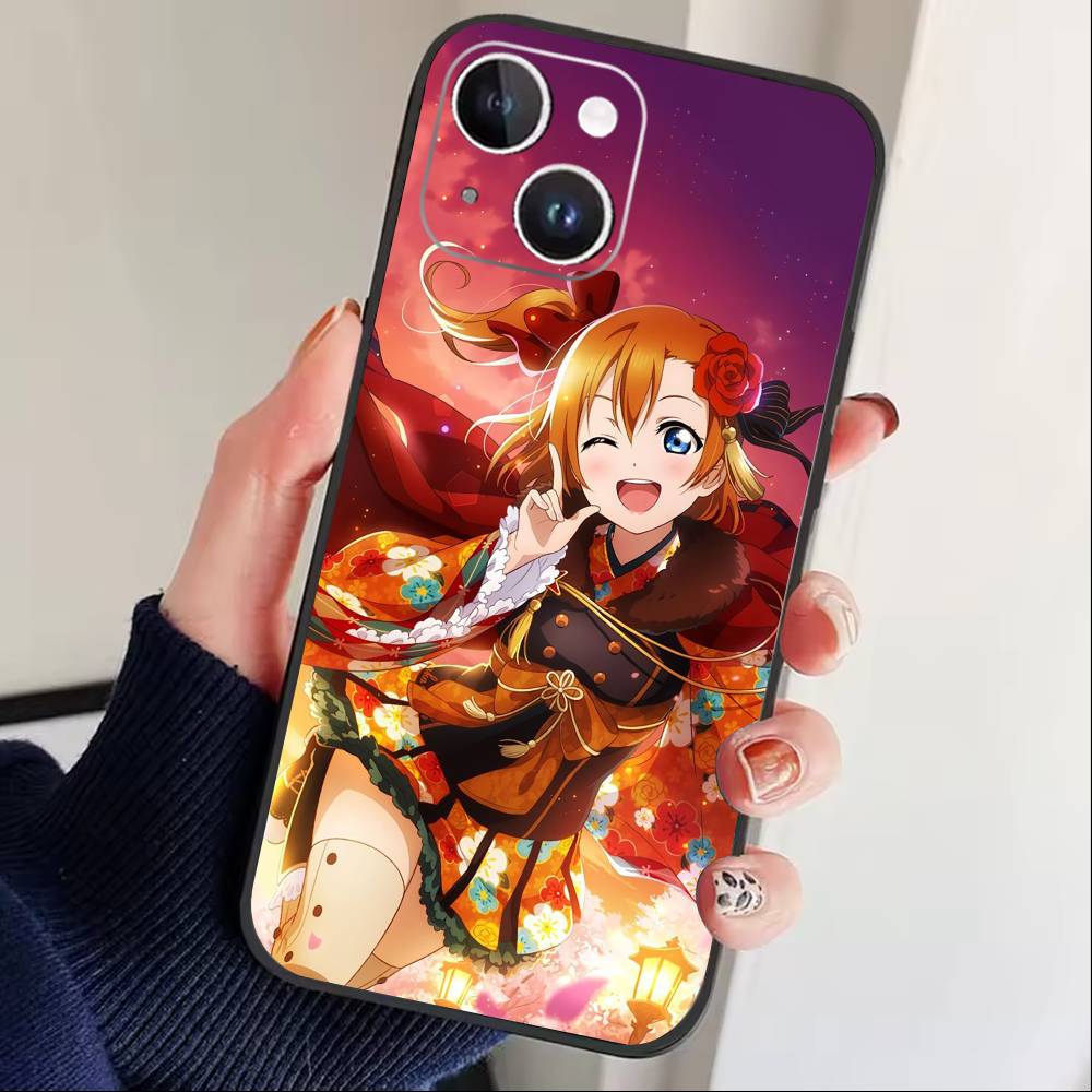 Kousaka Honoka-Love Live Phone Case For iPhone 17 16 15 14 13 12 Max Plus Silicone Black Cover