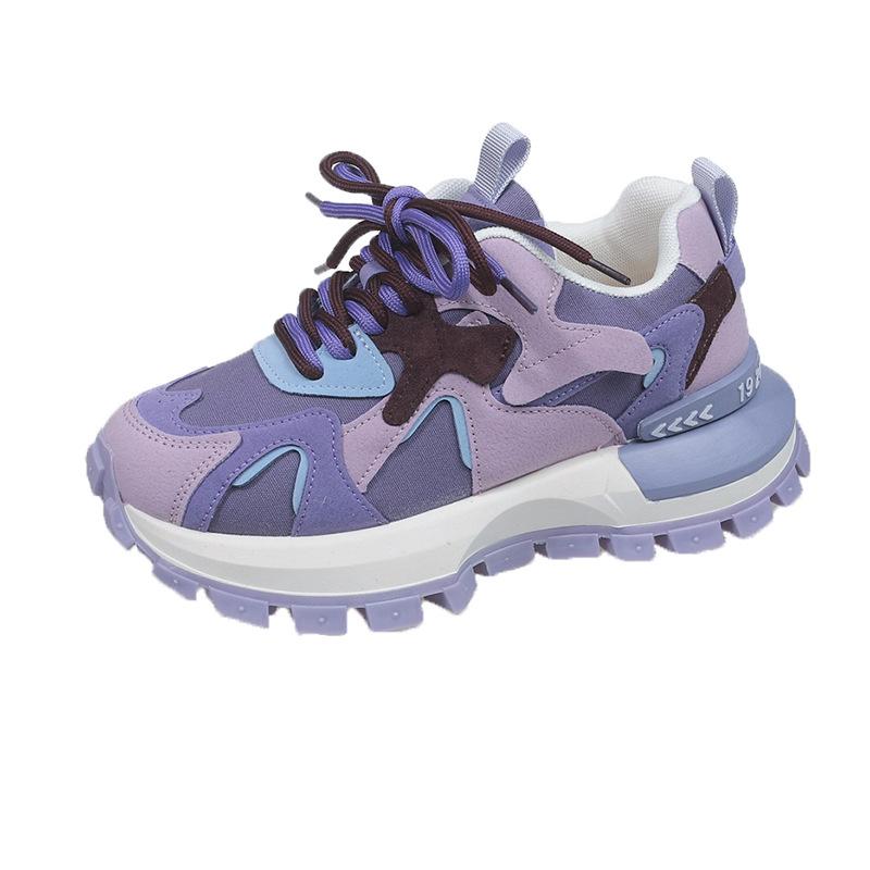 Retro women's spring new thick-soled versatile lightweight casual sports shoes with higher soft soles