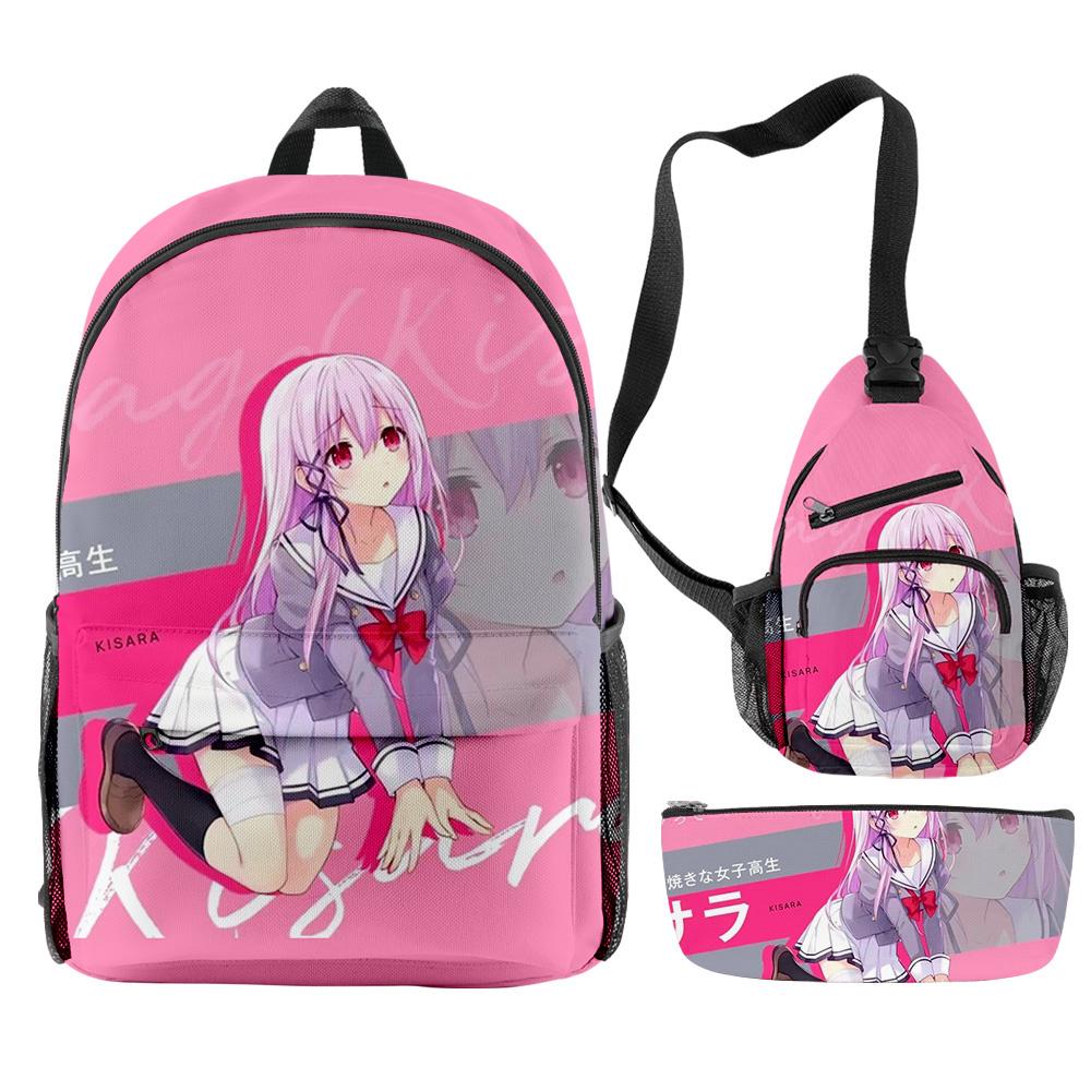 Classique Nouveauté Particulier Cool Engager Baiser Anime Impression 3D 3 pièces/Ensemble pupille Sacs d'école Sac à dos de voyage pour ordinateur portable Sac de poitrine Trousse à crayons