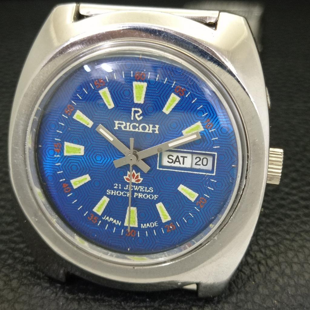 Ricoh R31 AUTOMATIC JAPAN MENS VINTAGE BLUE COLOR DIAL WATCH A701956-5 R207-a701956