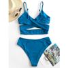 Women's High Waist Two Piece Swimsuit with Cross Wrap Straps Adjustable Spaghetti Straps Bikini Set for Beach Pool Swimwear