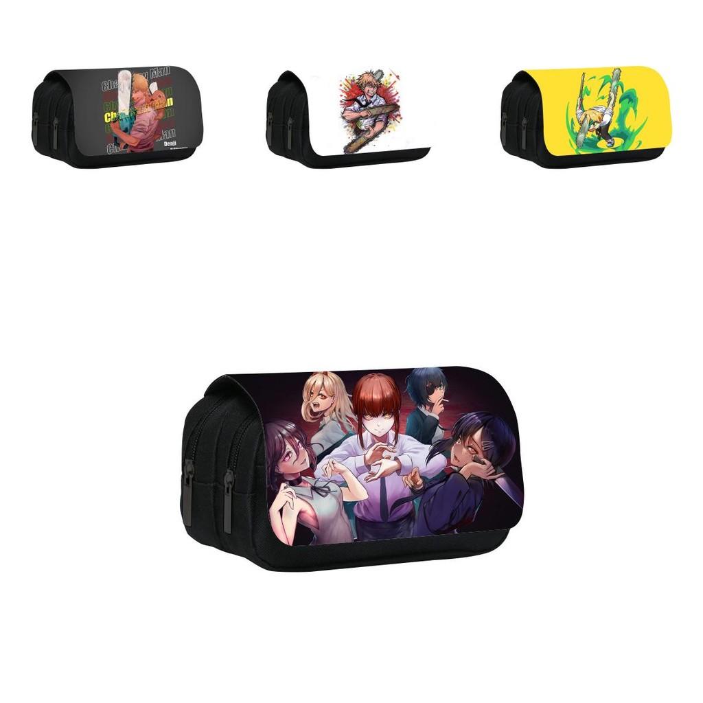 Chainsaw Man Pencil Case With Print Large Capacity Nylon Stationery Organizer For Students